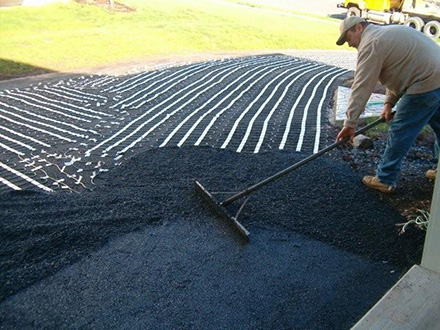 Heating an asphalt driveway.